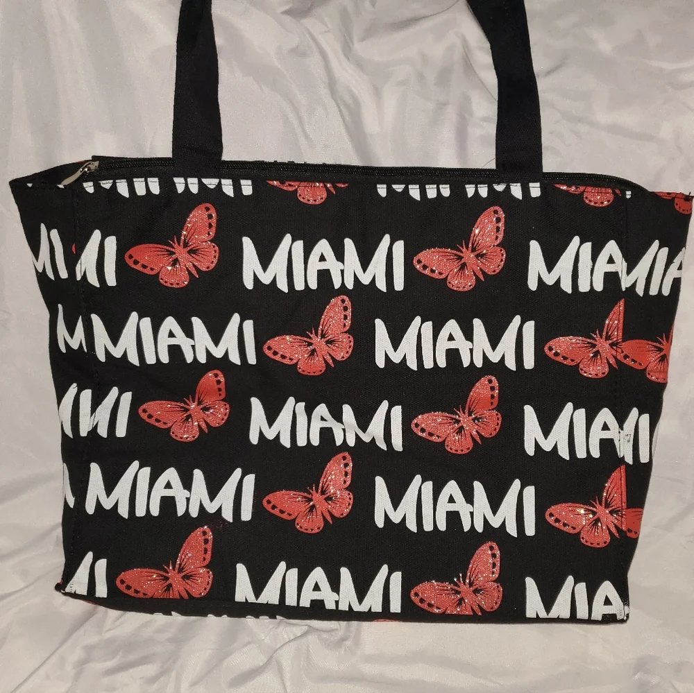 💸 5 for $20 | NWT Maran' Athah Miami Butterfly Canvas Tote Bag - Picture 5 of 16